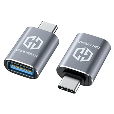 Bild av GRAUGEAR Dubbelpack USB till C Adapter, 10 Gbps Dataöverföring, 3.2 Gen2, Typ A Konvertering, Premium Aluminium