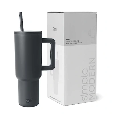 Bild av Simple Modern Tumlare med handtag och sugrörslock Återanvändbar isolerad resemugg i rostfritt stål vattenflaska kopp gåvor för män, kvinnor, mamma, pappa Trek Collection 4 oz grafit