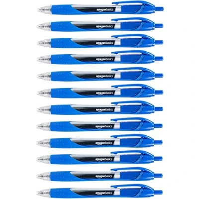 Bild av Amazon Basics Indragbara gelbläckpennor med fin spets, blå, 12 st (1 pack)