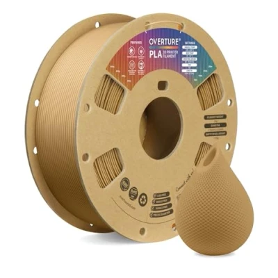 Bild av OVERTURE PLA filament 1,75 mm 3D skrivarfilament, 1 kg kartongspole (2,2 lbs), dimensionell noggrannhet +/ 0,02 mm, passar de flesta FDM skrivare(Brun)