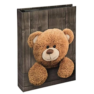 Bild av Hama barnfotoalbum (klistermärken för instickning, 200 foton i formatet 10 x 15, fotobok med 100 svarta sidor, babyalbum teddy björnmotiv) brun