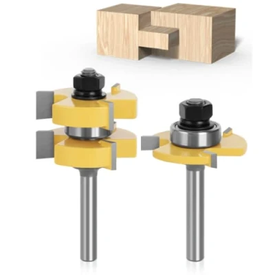 Bild av APLUS 8 mm Groove och Tongue plös spår set router bit överfräs träbearbetning fräsning träskärare verktyg för gravyrmaskin trimmaskin