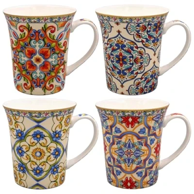 Bild av Leonardo kollektionen William Morris Lustre Tuscany muggar set med 4 kök &amp; hem snygg bordsmugg för varje tillfälle Härligt kaffekopp män, gåvor och födelsedagspresenter