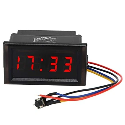 Bild av EBTOOLS multifunktionell elektronisk klocka, DC 4,5 30V ABS vattentät dammtät bilbil klocka LED digital display för (RÖD)