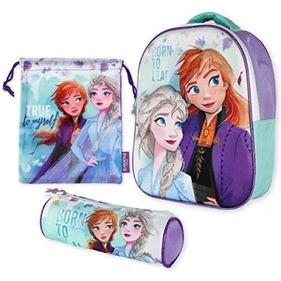 Bild av Skolväska 3D, väska med dragsko, pennfodral Frozen Skolväskor för pojkar och flickor 3 år gamla Skolväskpaket ryggsäck, lunchväska, Tillbaka till skolan