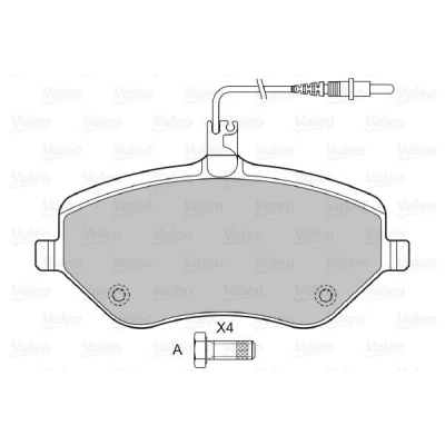Bild av VALEO 601072 Jeu de plaquettes frein Essieu avant contact signal d&#039;usure inclus avec kit vis fixation, tôle anti bruit
