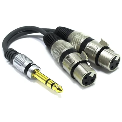 Bild av VITALCO Adapter 2x XLR hona till 6,3 mm mikrofon 3 polig stereokontakt TRS ljudkabel