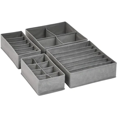 Bild av Amazon Basics Lådorganiserare för underkläder, 4 stycken, grå