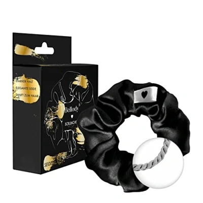 Bild av Bellody® Scrunchies sammet sammetslent mjuk, starkt grepp, sammetsutseende, exklusiva färger (1 st silkessvart)