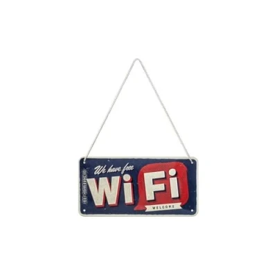 Bild av Nostalgic Art Plåtskylt i retrostil för upphängning, Free Wi Fi Varningsskylt som presentidé, av metall, Deko vintagedesign, 10 x 20 cm