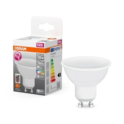 Bild av OSRAM STAR+ RGBW PAR16 LED reflektorlampa med GU10 sockel, RGB färger kan ändras via fjärrkontroll, 4,5 W, ersättning för 25 W reflektorlampa, matt, Retrofit lampor fjärrkontroll