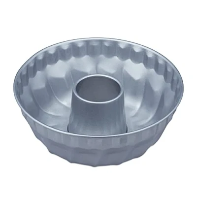 Bild av Relaxdays Gugelhupfform, marmor och blandningskaka, nonstick belagd, Ø 25 cm, rund skålkakform, kolstål, silver, 9,5 x 25,5 cm