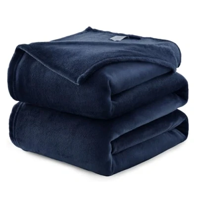 Bild av WAVVE Fleecefilt queen size XL marinblå 2,1 m x 2,4 fluffig mjuk varm mångsidig stor filt för säng/soffa/soffa, 220 240 cm