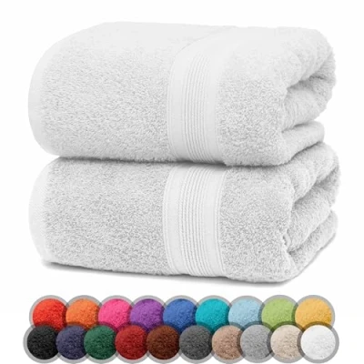 Bild av NatureMark 2 pack duschhanddukar premiumkvalitet 70 x 140 cm duschhandduk dubbelpack färg: Vit