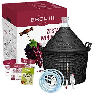 Bild av Browin 40000 startkit för vintillverkning med 15 l Demijohn, nybörjare och proffs, komplett set vinbryggning, cider. Mjöd, Presentidé, Normal, Stor