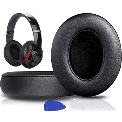 Bild av SoloWIT® Professionella Ersättningskuddar öronkuddar för Beats Studio 2.0 &amp; 3 Wireless Wired OVER EAR hörlurar med mjukt proteinläder, brusisolering minnesskum