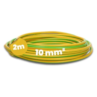 Bild av Kalitec 2 meter H07V K 10 mm² grön gul ledningskabel I flexibel jordkabel skyddsledare mm2 tråd PVC enkel laddare trådledning trådbunden växelkabel