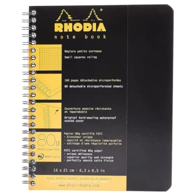 Bild av Rhodia 193429C anteckningsbok (rutig, perfekt för dina anteckningar, DIN A5, 14,8 x 21 cm 80 ark) 1 st svart