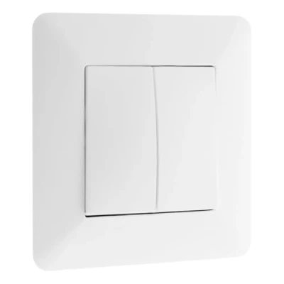Bild av Zenitech Dubbel 10A Väggbrytare Klar Att Installera Inbyggd Utrustning Kompatibel Med Infälld Monteringslåda Modern Design Justerbar Framsida Vit