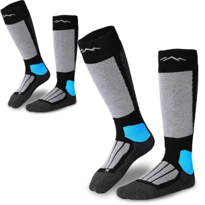 Bild av gipfelsport skidstrumpor för män, kvinnor och barn varma merino skidstrumpor, termiska vinterstrumpor med stoppning I knästrumpor, vinter, snowboarding, Antracit (1 x par), 39 41 EU