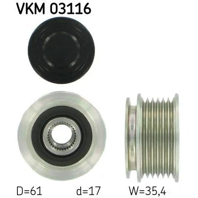 Bild av Frihjulskoppling, generator SKF VKM 03116