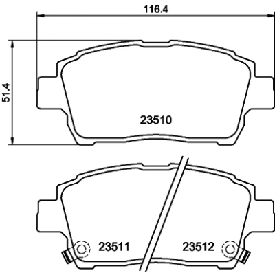 Bild av HELLA 8DB 355 017 081 Jeu de plaquettes frein avec indicateur d&#039;usure TOYOTA: Yaris Verso, I 3/5 portes, Corolla IX portes