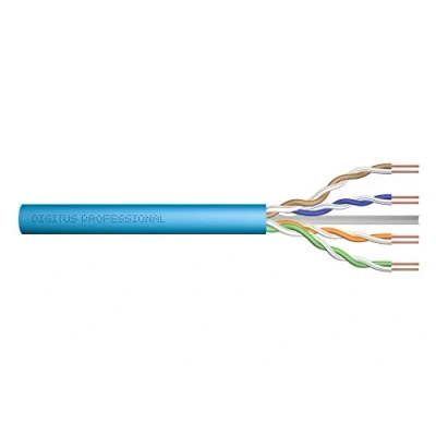 Bild av DIGITUS 305 m Cat 6A nätverkskabel U UTP Simplex BauPVO Dca LSZH halogenfri 500 MHz koppar AWG 23/1 PoE+ kompatibel LAN kabel bulkkabel Ethernet blå