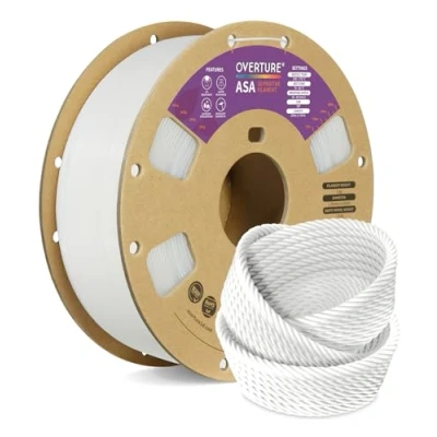 Bild av OVERTURE ASA Filament 1.75mm, 1kg Spool (2.2lbs) 3D Printer Filament, Premium Anti UV, Perfect for Printing Outdoor Functional Parts, Dimensional Accuracy +/ 0.02 mm(Natural)