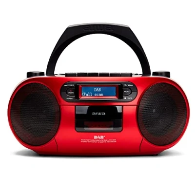 Bild av Aiwa BBTC 660DAB/RD: Bärbar radiokassett med CD, Bluetooth och USB, kassettinspelare, RDS, FM PLL, Dab+, Distance Control, Färg: Röd