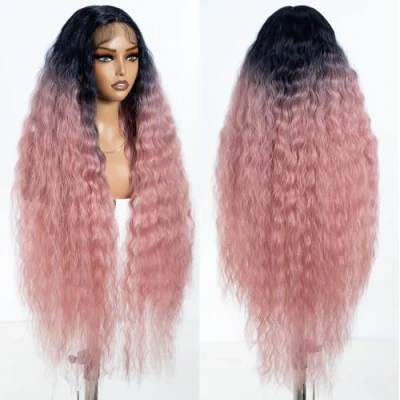 Bild av Style Icon Syntetiska peruker spets framsida wigs 100 cm lång vågig peruk för kvinnor värmebeständiga fibrer