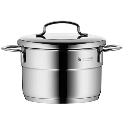 Bild av WMF Köksredskap Ø 14 cm ca. 1,3 l mini stapelbar hällkant metalllock Cromargan® rostfritt stål borstad lämplig för alla spisar inklusive induktion diskmaskinssäker