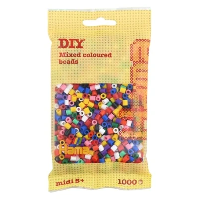 Bild av Hama Pärlpåse Ca 1000 Midi Fuse Pärlor Mosaikdekoration Konst &amp; Hantverk för Kreativa Barn Från 5 år Assorted Colours