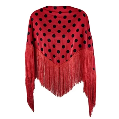 Bild av Flamenco sjal med röda prickar 145 cm x 90 cm, svart röd , 140x90