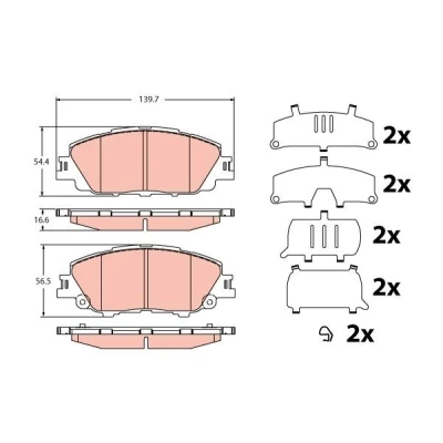 Bild av TRW GDB2394 Jeu de plaquettes frein non préparé pour indicateur d&#039;usure avec accessoires TOYOTA: Corolla XII Break, 3/5 portes
