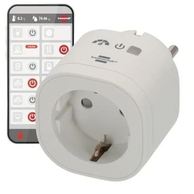 Bild av Brennenstuhl Connect WiFi uttag WAE 3600 XS01 med energimätning (smart 2,4 GHz kompatibelt Alexa och Google Assistant, Matter, smart plug timer, gratis app)