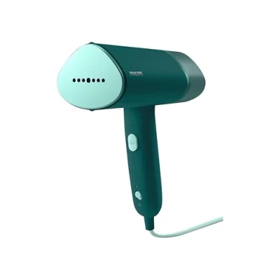 Bild av Philips 3000 Series handhållen steamer 1000 W, 20 g/min ånga, löstagbar vattentank på 120 ml, metallsula, uppvärmd platta, förvaringspåse ingår, 660 g lätt, mörkgrön (STH3020/70)