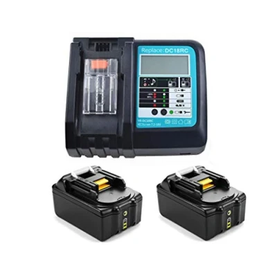 Bild av Laddare och 2X Batteri 18V 5,0Ah för Makita BL1830 BL1840 BL1850, Radio DMR100 DMR101 DMR102 DMR103B DMR104 DMR105 DMR106 DMR107 DMR108 DMR109 DMR110,Makita DHP482 DUC353Z DCL182Z DLM431 DCF300Z
