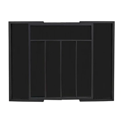 Bild av Relaxdays Besticklåda bambu, utdragbar, 7 fack, bestick och köksredskap, HBT 5,5 x 31,548,5 37 cm, svart, 1 styck