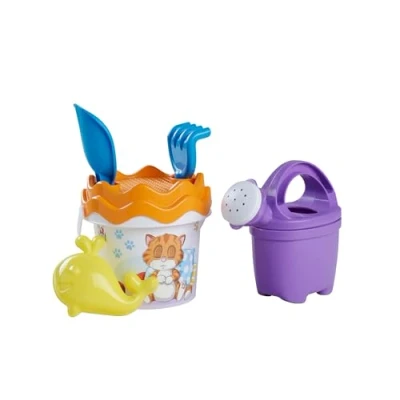 Bild av SIMBA 107114719 katt baby hinkset, 6 delar, hink, sil, sandform, spade, kratta, gjutjärn, H: 11 cm, D: 14 cm