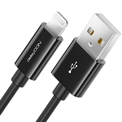 Bild av deleyCON 1m Lightning 8 Pin USB Laddkabel Datakabel MFI Certifierad Kompatibel med Apple iPhone 14 Pro Max Plus SE 13 Mini 12 Svart