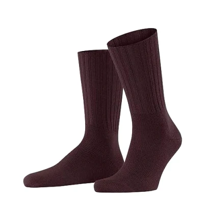 Bild av FALKE Nelson herrstrumpor andningsbara klimatreglerande luktneutraliserande ull utan elastisk förstärkt slitstark tjock varm extra mjuk ribbad enkel perfekt för vardaglig affärslook 1 par, Röd (Barolo