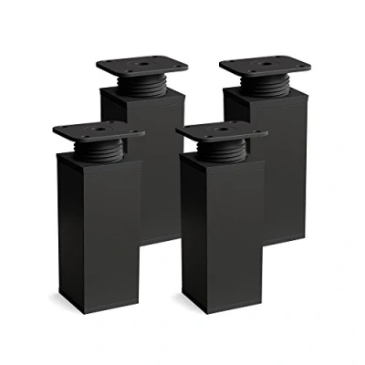 Bild av sossai Möbelben svart matt, justerbara, set med 4 st, höjd 80 mm, fyrkantigt profil, modell MFV1, för möbler, skåp, lådhurtsar