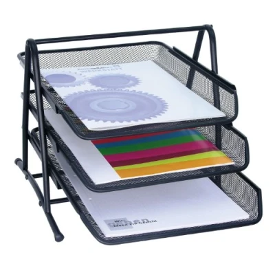 Bild av Wedo 65801 Brevfack kontor (från trådmetall, 3 fack, passar upp till C4 format, 35 x 30 27 cm) svart