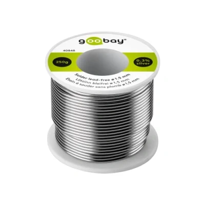 Bild av goobay 40848 lödtenn blyfri ø 1,5 mm lödtråd med flöde, 0,3% silver och 0,7% koppar, 217 C smältpunkt, lödning tenn lödning, 250 g