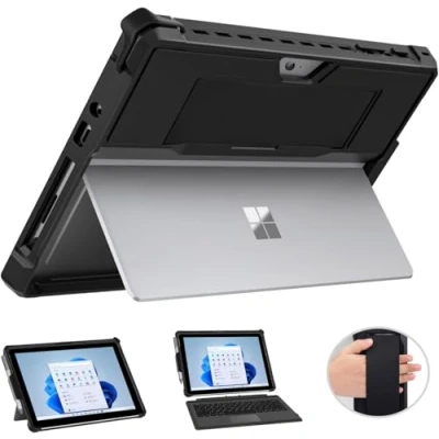 Bild av MoKo Case Fit Microsoft Surface Go 4 /Surface 3 / 2 Case, All in One Protective Cover with Pen Holder Hand Strap, Compatible Type Keyboard, Black