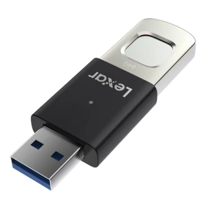 Bild av Lexar JumpDrive Fingerprint F35 PRO 64GB USB 3.0 minne, upp till 300MB/s Läs/150MB/s skriv, Flash enhet, 10 fingeravtrycks ID:n tillåtna, Memory Stick(LJDF35P064G RNBNG)