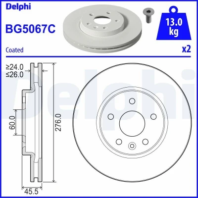 Bild av Bromsskiva DELPHI BG5067C