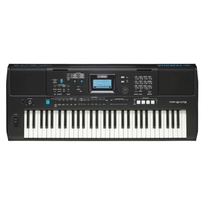 Bild av Yamaha PSR E473 Mångsidigt och bärbart digitalt keyboard med 61 beröringskänsliga tangenter, i svart, SPSRE473