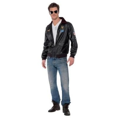 Bild av Top Gun Bomber Jacket, Brown, with Motifs (S)