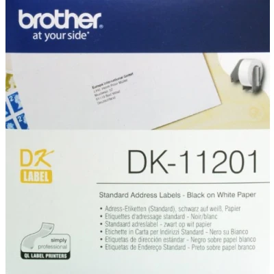 Bild av Brother DK 11201 enkeletiketter (29 x 90 mm, 400 stycken/rulle, för QL etikettskrivare) vit